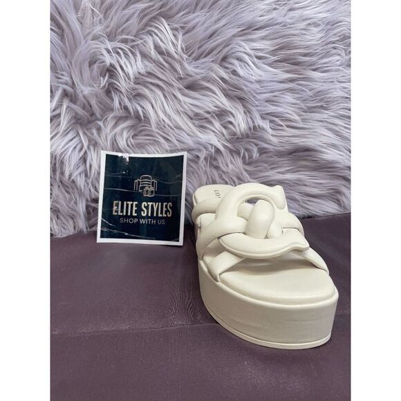 COACH Women's Everette Leather Slip On Sandals - Chalk 9.5B - Picture 3 of 11